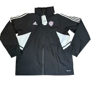 Adidas CON22 Rain Jacket XL Black Florida West FC Soccer Coat Mens‎